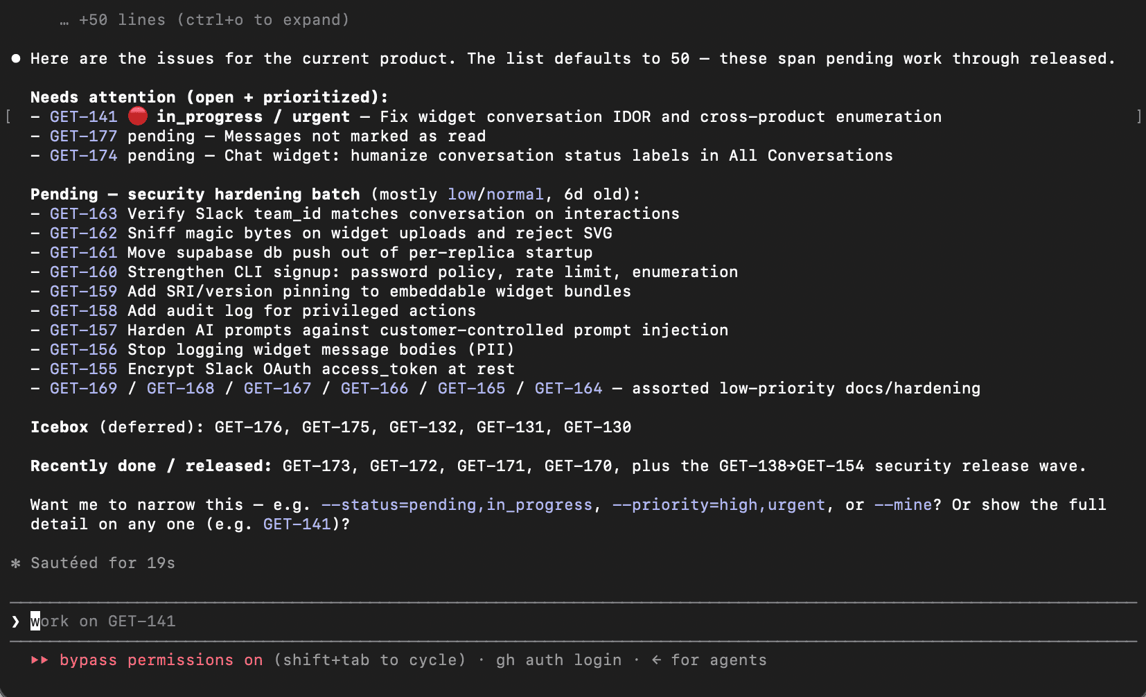 Listing issues from the GetResolved CLI